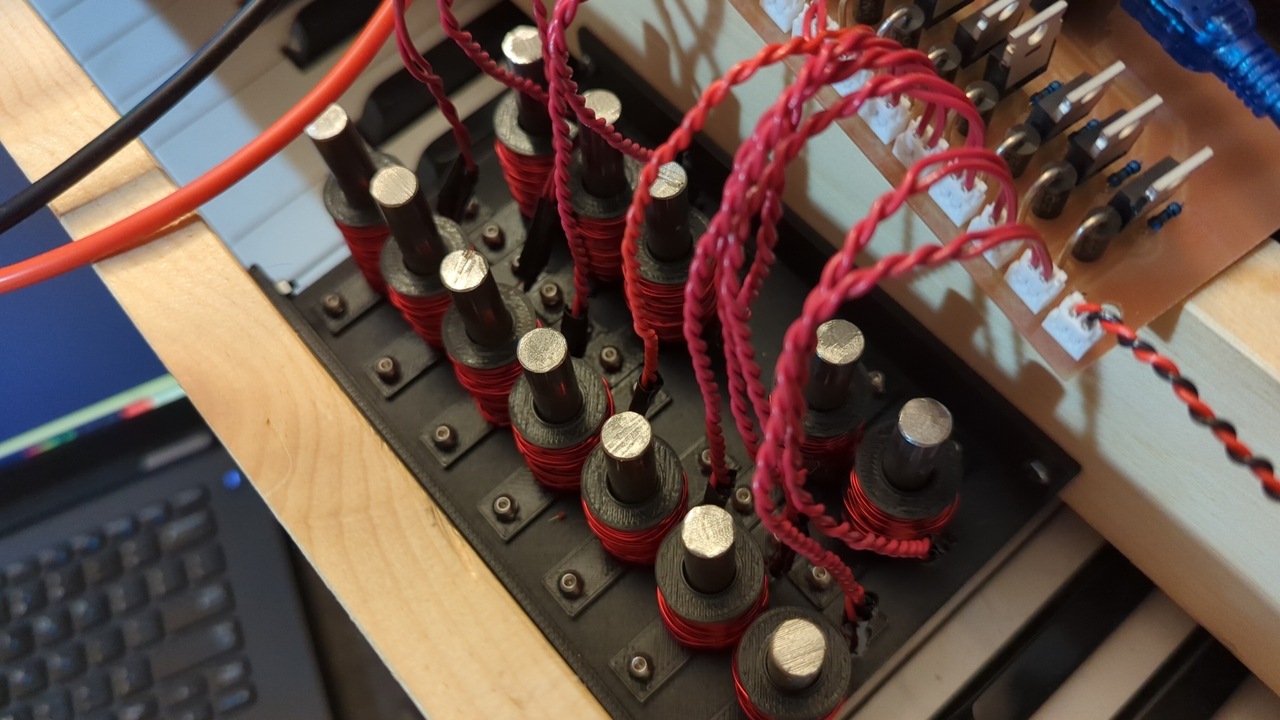 Closer view of the solenoids in their new support cradle