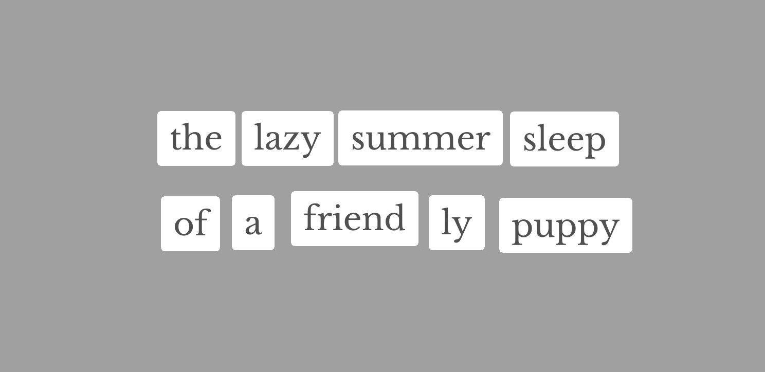 Some magnets that say “the lazy summer sleep // of a friendly puppy”