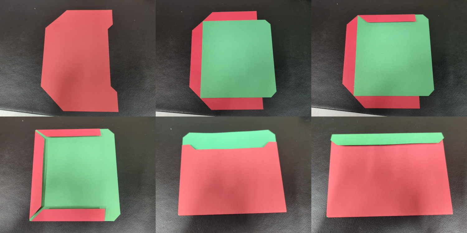 Step-by-step instructions for folding and gluing the envelope together