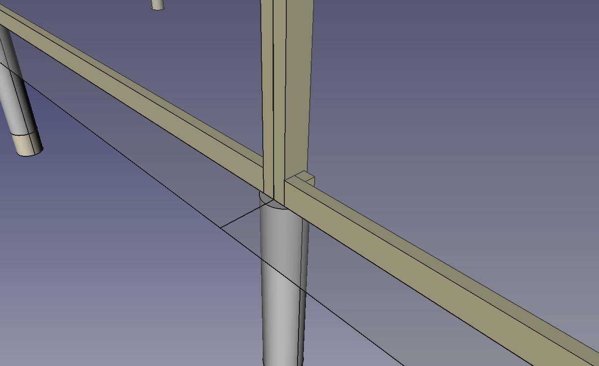 Close-up view of a fence post where it meets the ground in FreeCAD